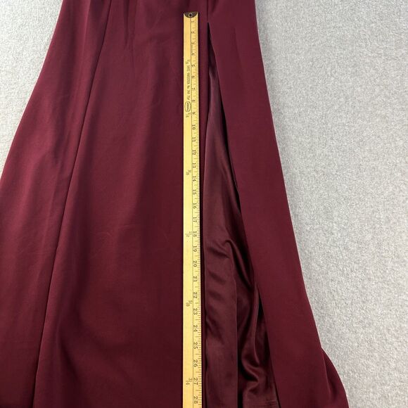 Lulus Dress Womens S Maxi Gown Burgundy Off-The-Shoulder Wedding Romantic - Picture 13 of 14